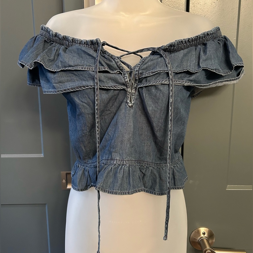 Express Off-Shoulder Denim Top